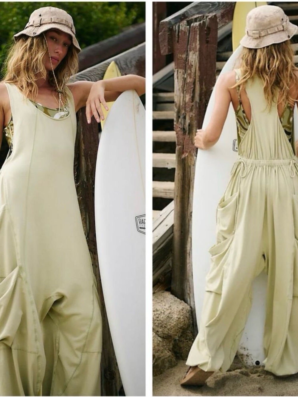 Free People Movement Infinity Onesie Size Large Green Oversized Pullon Relaxed